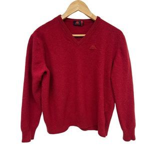 robe de kappa sweater Pullover Lambswool Vintage Red Size XL V Neck Fits Like SM